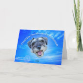 Kerstkaart met sneeuwpop en Schnauzer Feestdagen Kaart (Achterkant)