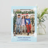 Kerstkaart met sneeuwvlok en foto (Staand voorkant)