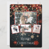 Kerstkaart met sneeuwvlokken en slingerlichtjes (Voorkant)