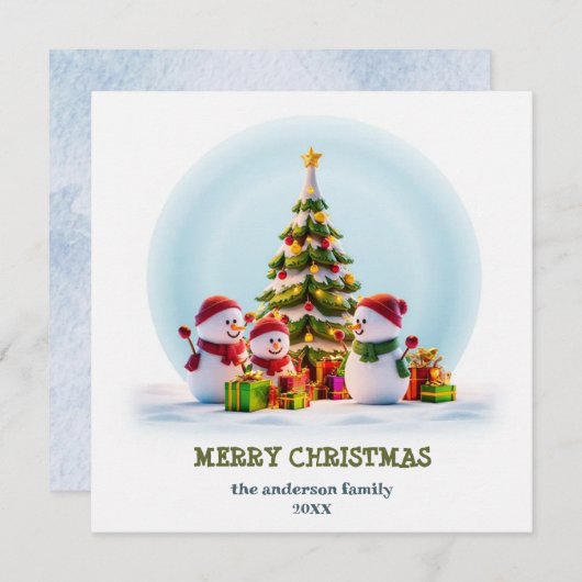 Kerstkaart met Sneeuwvlokken & Kerstvreugde (Voorkant / Achterkant)