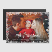 Kerstkaart met sneeuwvlokken magneet (Voorkant / Achterkant)