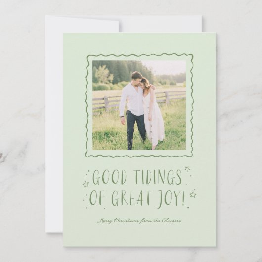 Kerstkaart met speelse handgeschreven gelukwensen (Voorkant)