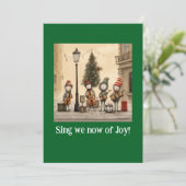 Kerstkaart met straatmuzikanten (Staand voorkant)