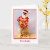 Kerstkaart met strand Santa Kaart (Gele Bloem)