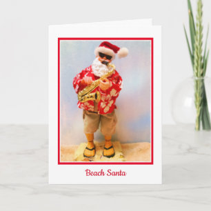 Kerstkaart met strand Santa Kaart