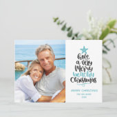Kerstkaart met strandthema (Staand voorkant)