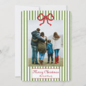 Kerstkaart met Strik en Strepen Kaart (Voorkant)