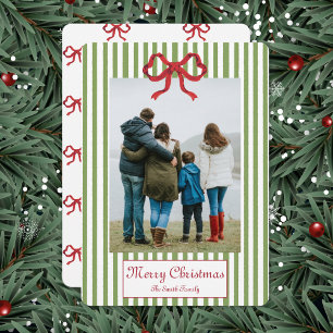 Kerstkaart met Strik en Strepen Kaart