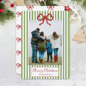 Kerstkaart met Strik en Strepen Kaart