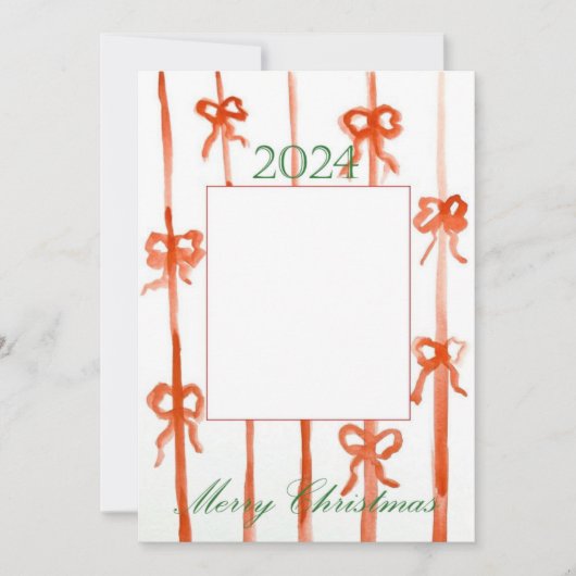 Kerstkaart met strik kaart (Voorkant)