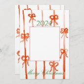 Kerstkaart met strik kaart (Voorkant / Achterkant)