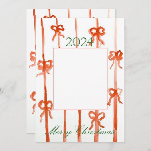 Kerstkaart met strik kaart (Voorkant / Achterkant)