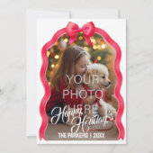 Kerstkaart met strik - Rood (Voorkant)