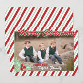 Kerstkaart met Suikerstok Streep Foto (Voorkant / Achterkant)
