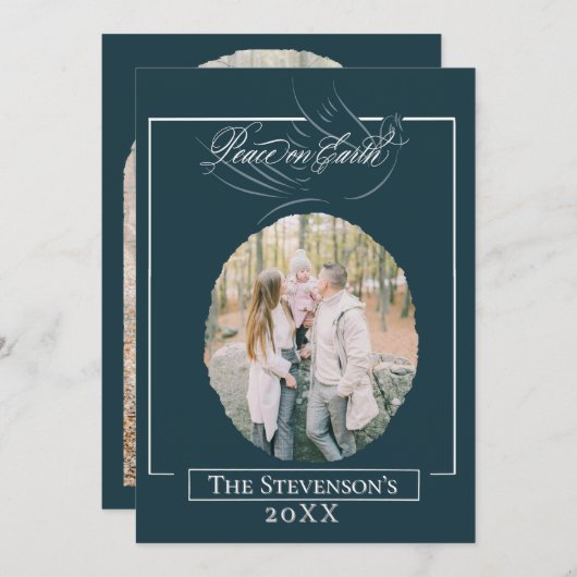 Kerstkaart met tekst 'Vrede op aarde' (Voorkant / Achterkant)