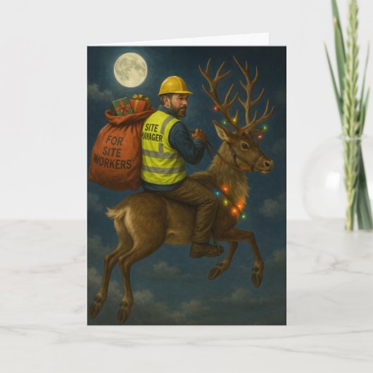 Kerstkaart met terreinbeheerder en rendier kaart (Voorkant)