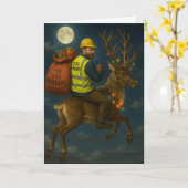 Kerstkaart met terreinbeheerder en rendier kaart (Gele Bloem)