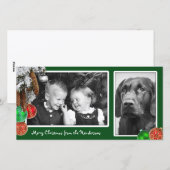 Kerstkaart met twee foto's van kinderen en hond (Voorkant / Achterkant)