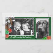 Kerstkaart met twee foto's van kinderen en hond (Voorkant)