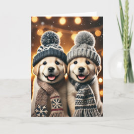 Kerstkaart met twee honden feestdagen kaart
