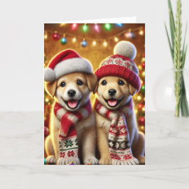 Kerstkaart met twee honden feestdagen kaart