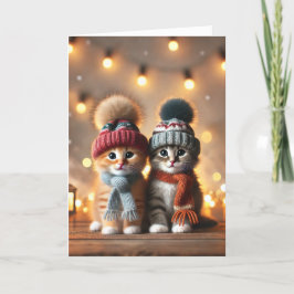 Kerstkaart met twee katten feestdagen kaart