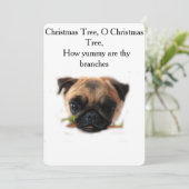 Kerstkaart met vakantie mopshond kaart (Staand voorkant)