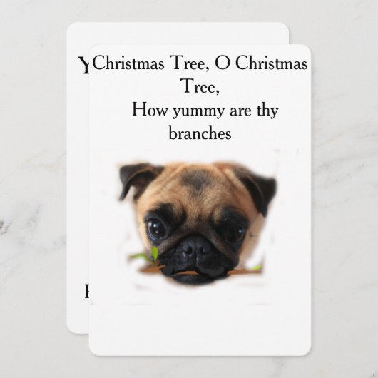 Kerstkaart met vakantie-pug kaart (Voorkant / Achterkant)