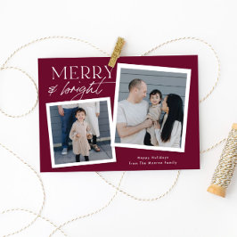 Kerstkaart met vakantiefoto - mulberry