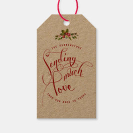 Kerstkaart met veel liefs van Holly bloemensieraad Cadeaulabel