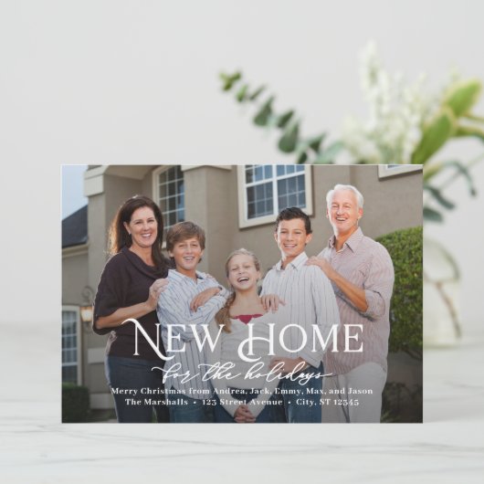 Kerstkaart met verhuisbericht Simply Home (Staand voorkant)