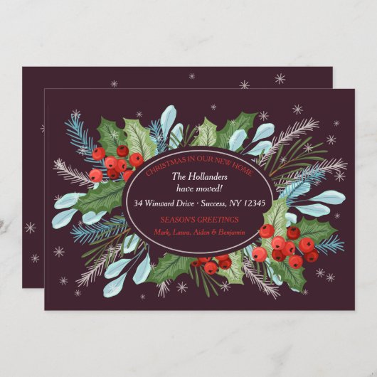 Kerstkaart met verlichte kerstversiering kaart (Voorkant / Achterkant)