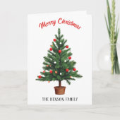 Kerstkaart met versierde dennenboom kaart (Voorkant)