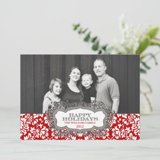 Kerstkaart met versiering (Staand voorkant)