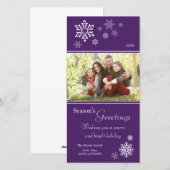 Kerstkaart met verspreide sneeuwvlokken (paars) (Voorkant / Achterkant)
