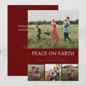 Kerstkaart met vier foto's collage - Rood (Voorkant / Achterkant)