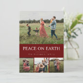 Kerstkaart met vier foto's collage - Rood (Staand voorkant)