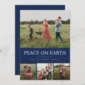 Kerstkaart met vier foto's in collage - Navy (Voorkant / Achterkant)