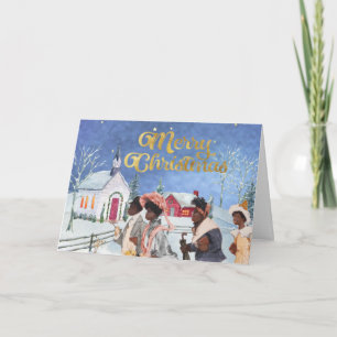 Kerstkaart met vintage Afro-Amerikaans thema Kaart