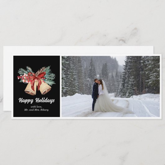 Kerstkaart met Vintage Bellen (Voorkant / Achterkant)