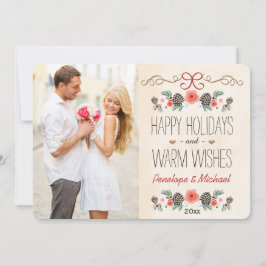 Kerstkaart met Vintage Bloemmotief en Denneappel F
