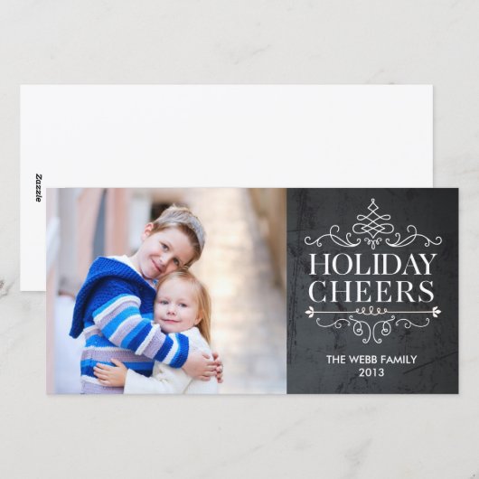 Kerstkaart met Vintage Cheers 1 Foto (Voorkant / Achterkant)