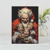 Kerstkaart met vintage duivel Sinterklaas in gotis (Staand voorkant)