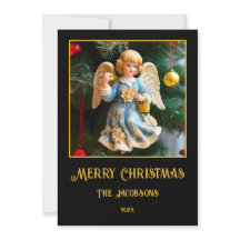 Kerstkaart met vintage engel foto