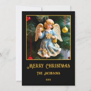 Kerstkaart met vintage engel foto