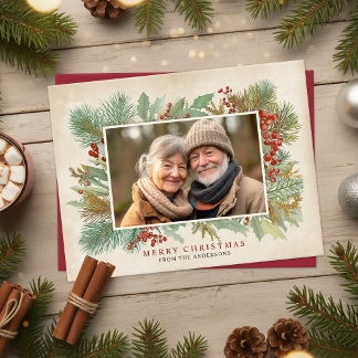 Kerstkaart met vintage foto feestdagenkaart