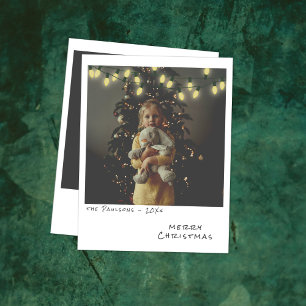 Kerstkaart met vintage foto - Gele Lichtjes