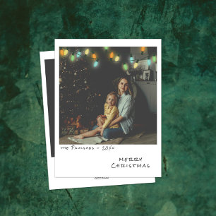 Kerstkaart met vintage foto - Kleurrijke lichtjes