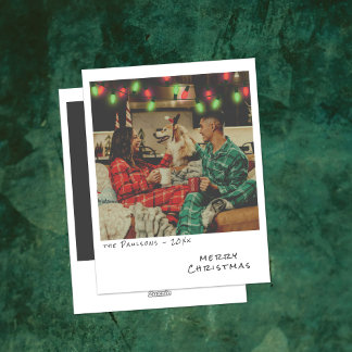 Kerstkaart met vintage foto - Rode en groene licht