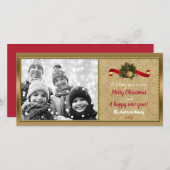 Kerstkaart met vintage gouden bel foto (Voorkant / Achterkant)